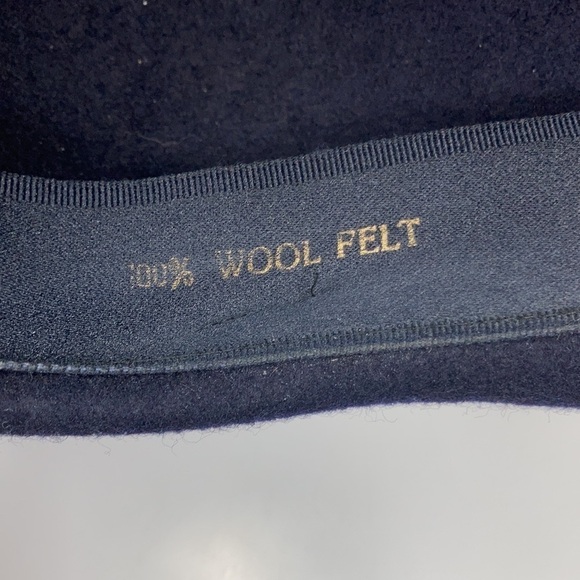 100% wool felt classic hat navy blue made in Czech Republic size large - Picture 5 of 7